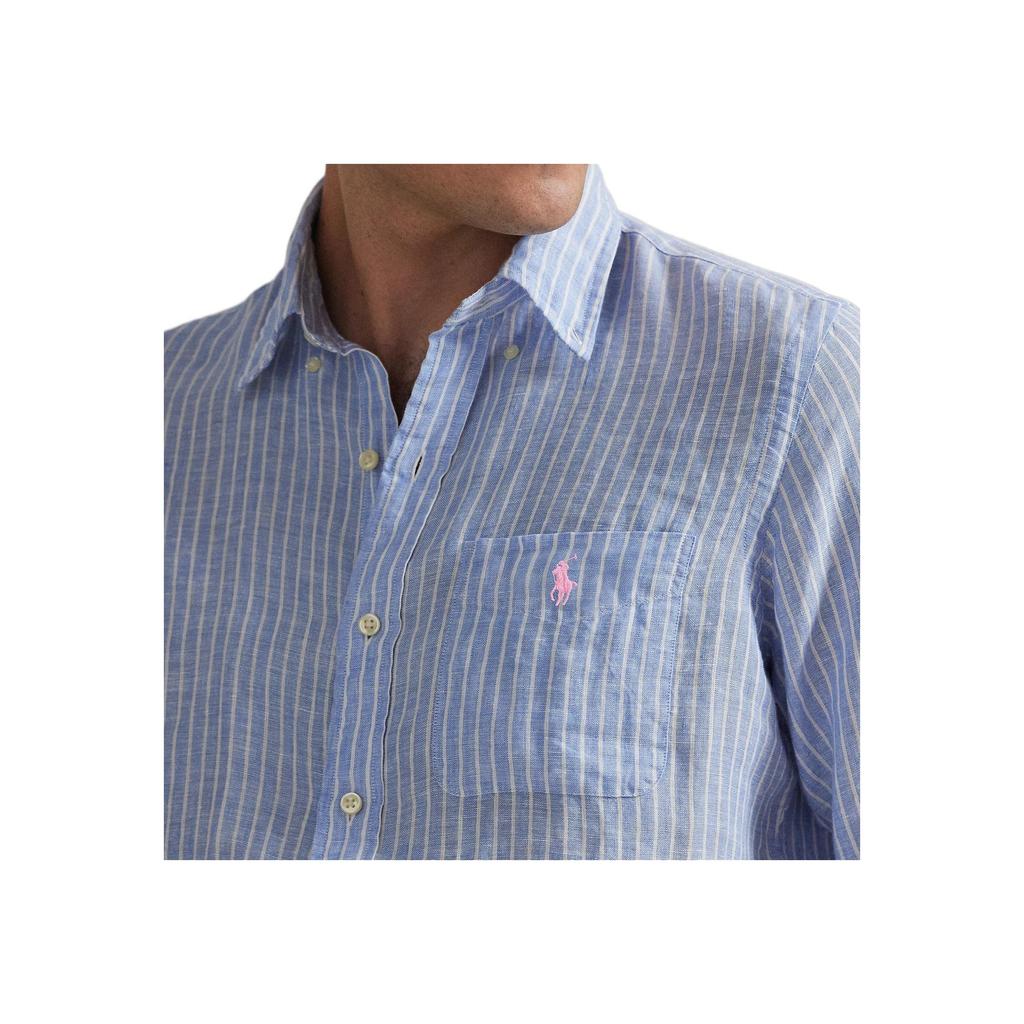 Polo Ralph Lauren Striped Linen Long Sleeve Shirt Classic Fit Men shirts 710966140-006