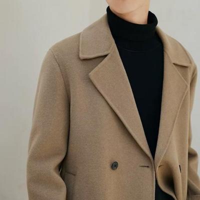 Men's Wool Trench Coat, Double-Sided, Mid-Length, High-End, New for Autumn/Winter.