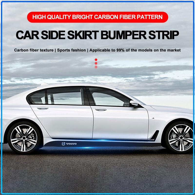 2pcs Carbon Car Door Side Skirt Sill Stripe Sticker Motion Design Decals For Volvo Rdesign XC90 S60 XC60 V70 S80 S40 V50 V40 V60 C30 S70