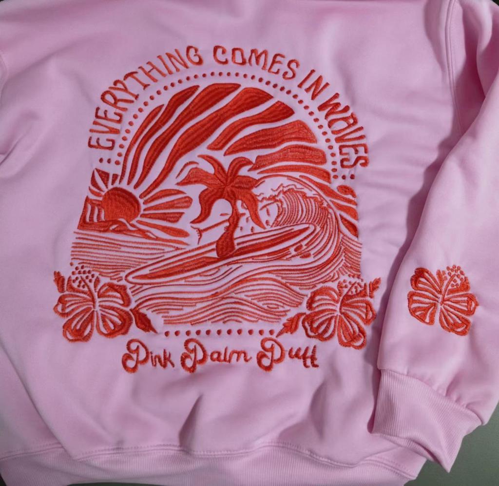 Popular European-Size Embroidered Drop Shoulder Hoodie