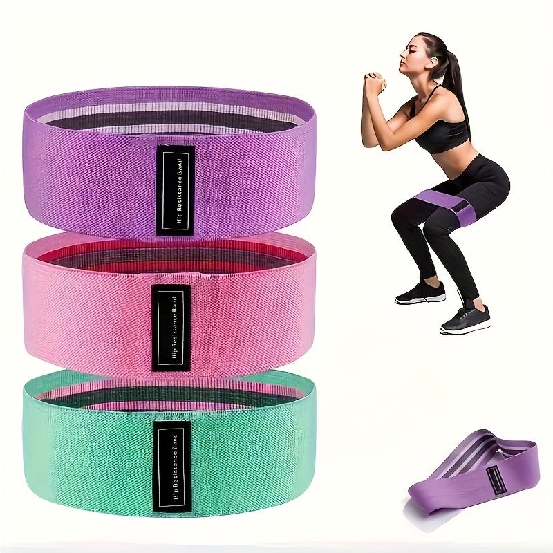 3pcs 1 Set of Non Slip Yoga Resistance Bands for Stretching Strength Training Squats Lunges Core Workouts Pink Purple Green