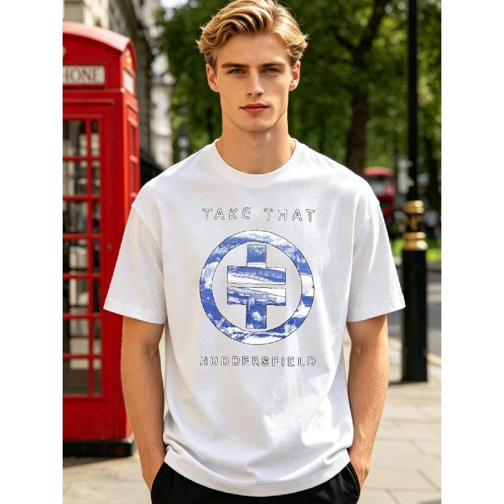 Men S T-Shirt Casual Style T-Shirt T-Ake T-Hat Huddersfield Logo Design Summer Beach Wear Gift for Music Fans And Town Supporters Cute Chic Stylish S белый