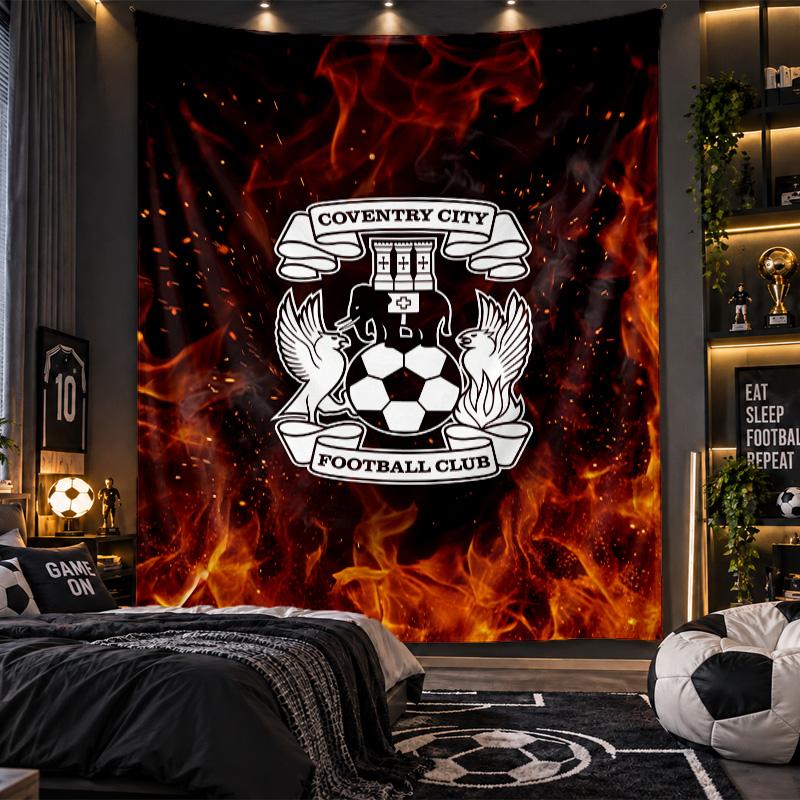 Wall Hanging Tapestry Coventry City Football Print Cloth for Living Room Bedroom Home Decor