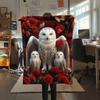 1PC Red Rose Owl Print Flannel Blanket, High Quality All Seasons, Home Decor, Warmth and Comfort, Perfect for Christmas Gifts