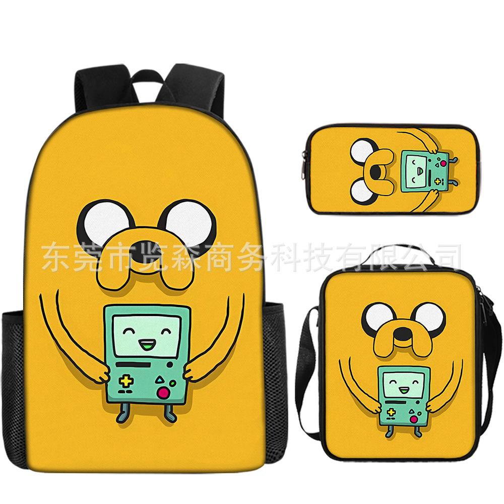 Adventure Time Backpack Set 3-Piece Comic Bookbag Shoulder Bag Pencil Case