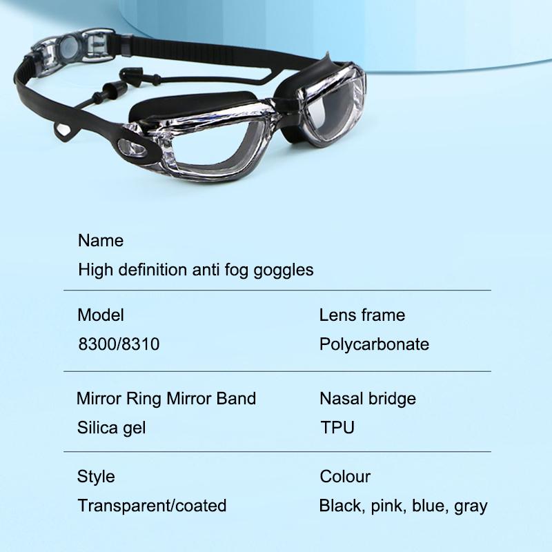 Professional Swimming Goggles Men Women Large Frame With Earplugs Waterproof Anti-Fog High-definition Swim Pool Diving Goggles Li Practical Use