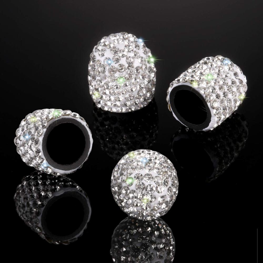 2/4 Pcs Diamond Valve Stem Caps Crystal Rhinestone Universal Tire Valve Dust Caps Decor For Car Motorcycles Trucks Accessories
