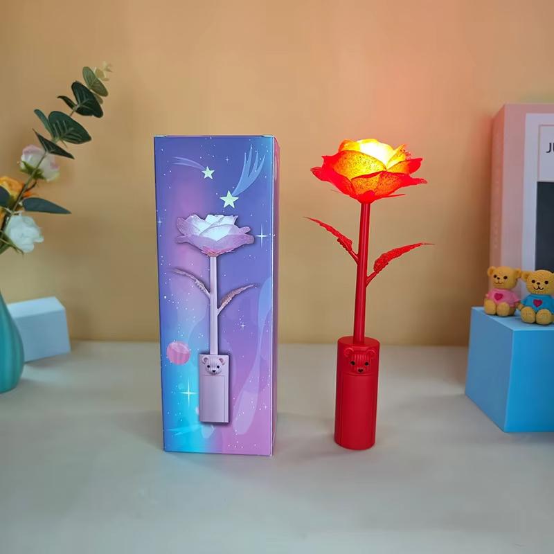 Artificial Rose LED Light Aluminum Glass Eternal Flower Party Supplies Simulation Decoration Anniversary Christmas Women's Gifts