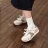 Leather Version, Summer New Model, Foot-showing Little Girl Thick-soled Round Head Versatile Waffle