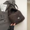 Fashionable Furry Crossbody Bag, Plush Bucket Bag, Hand-held Small Handbag
