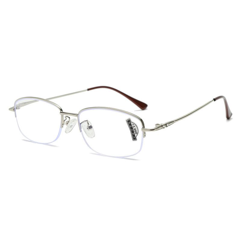 Metal Half-Frame Anti-Blue Reading Glasses Plain Age-Reducing Reading Glasses Women'S Ultra-Light Elderly Reading Glasses