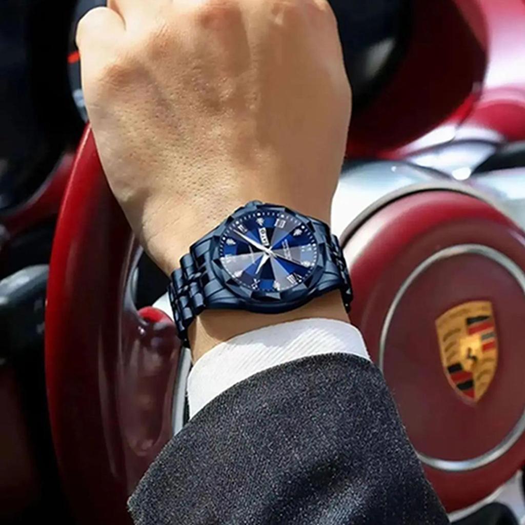 POEDAGAR Luxury Fashion Man Clock Top Business Waterproof Luminous Date Week Men's Watches Quartz Stainless Steel Wristwatch