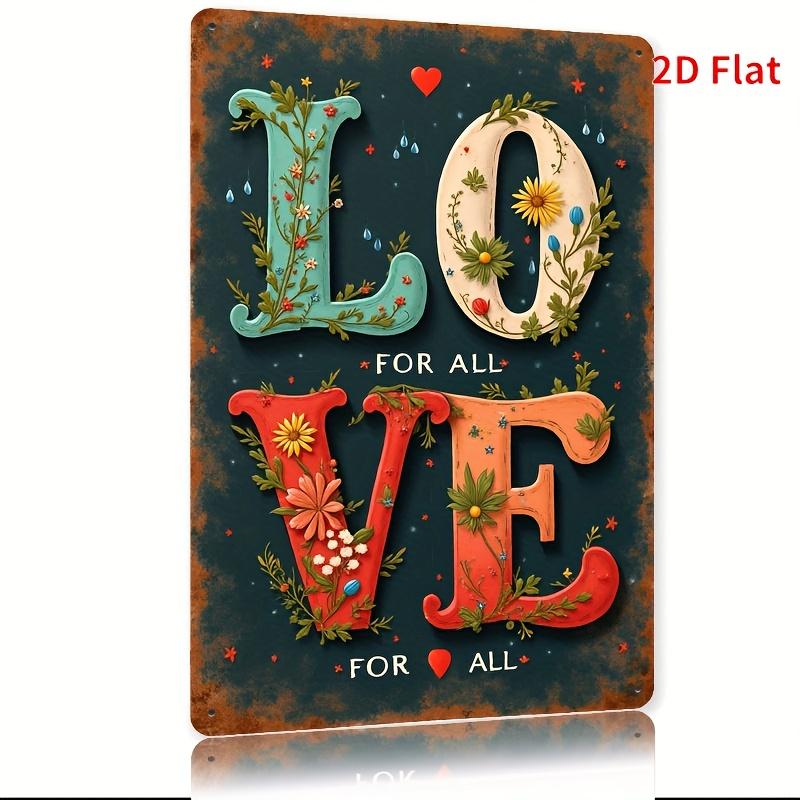 

Decorative letter LOVE and for ALL arranged around Vintage MetalTin Sign ironwork Suitable for home decoration 20x30cm（7.8x11.8inch）