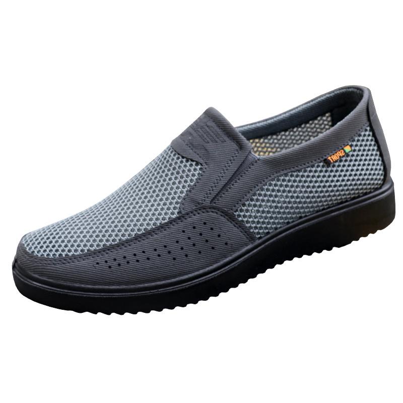 Individuell anpassbare Sommer-Mesh-Slip-On-Freizeitschuhe in Übergröße für Herren, atmungsaktiv