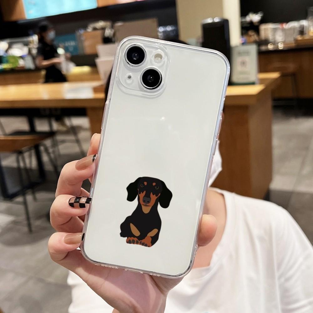 Custodia Telefono Cane Silhouette Bassotto Per iPhone 17 16 15 14 13 12 11 Pro Max XS X XR 16e Cover Posteriore Trasparente Funda