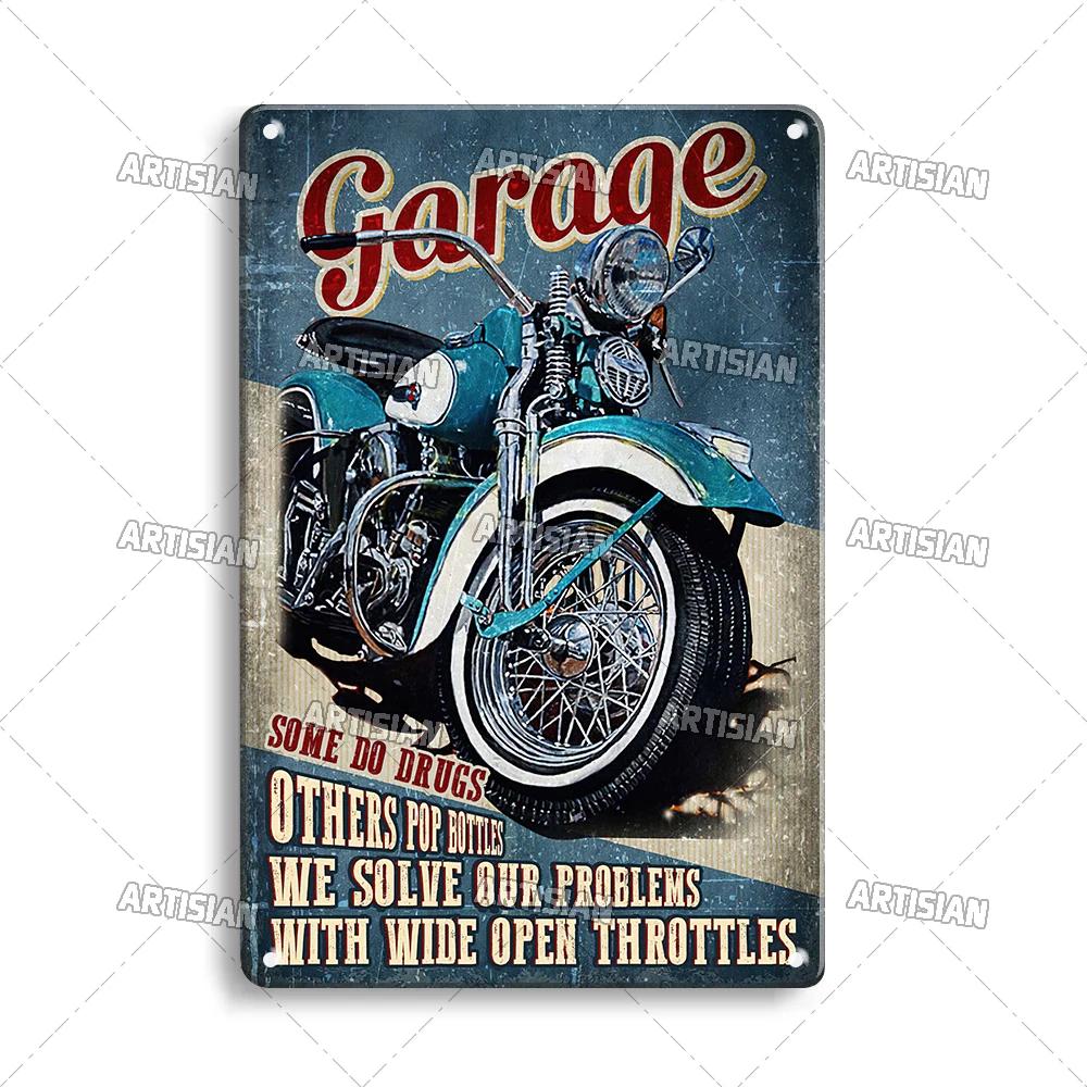 ARTISIAN Rusty Motorcycle Garage Wall Metal Tin Sign Vintage Decorative Plate Man Cave Metal Plaque Club Studio Industrial Decor