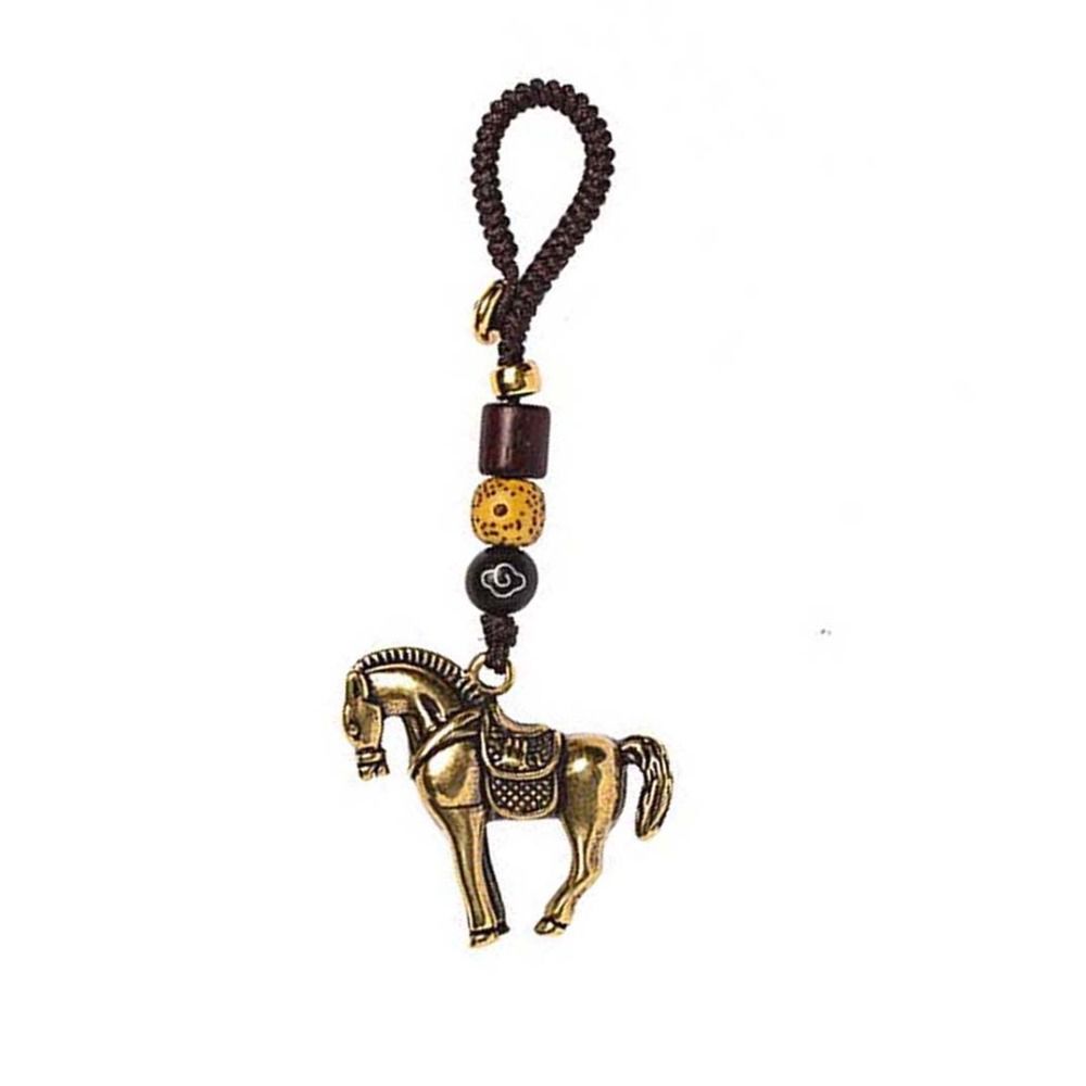Wealth Chinese Zodiac Key Ring Copper Weaving Key Chains Horse Lucky Bag Pendant Women Men