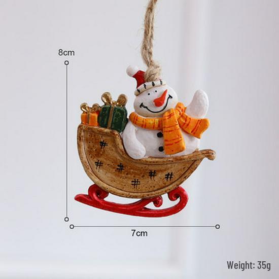 Snowman and Santa Christmas Tree Cartoon Resin Stocking Pendants