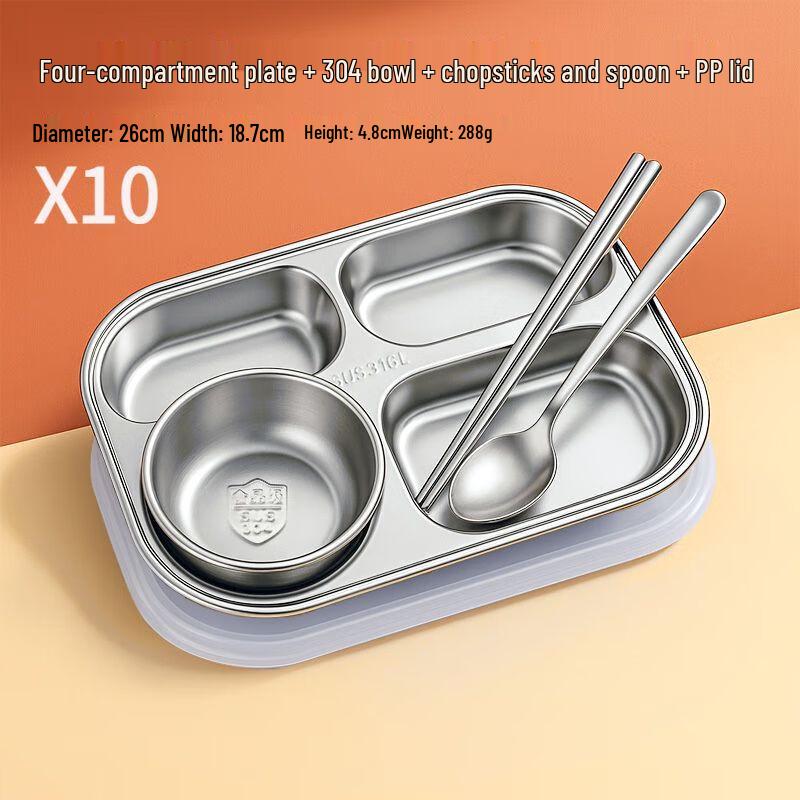 316 Stainless Steel Divided Lunch Plate
