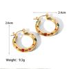 Boucles d'oreilles rondes tendance en acier inoxydable couleur or cristal pour femmes Zircon imitation métal boucle d'oreille fête quotidien zircon
