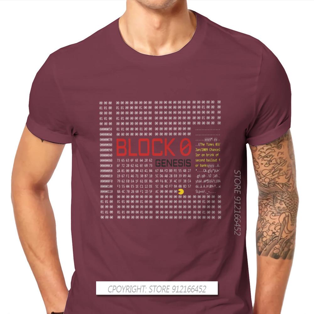 First Block Bitcoin Blockchain Technology Man's TShirt Dogecoin Cryptocurrency Miners Meme T Shirt Gifts