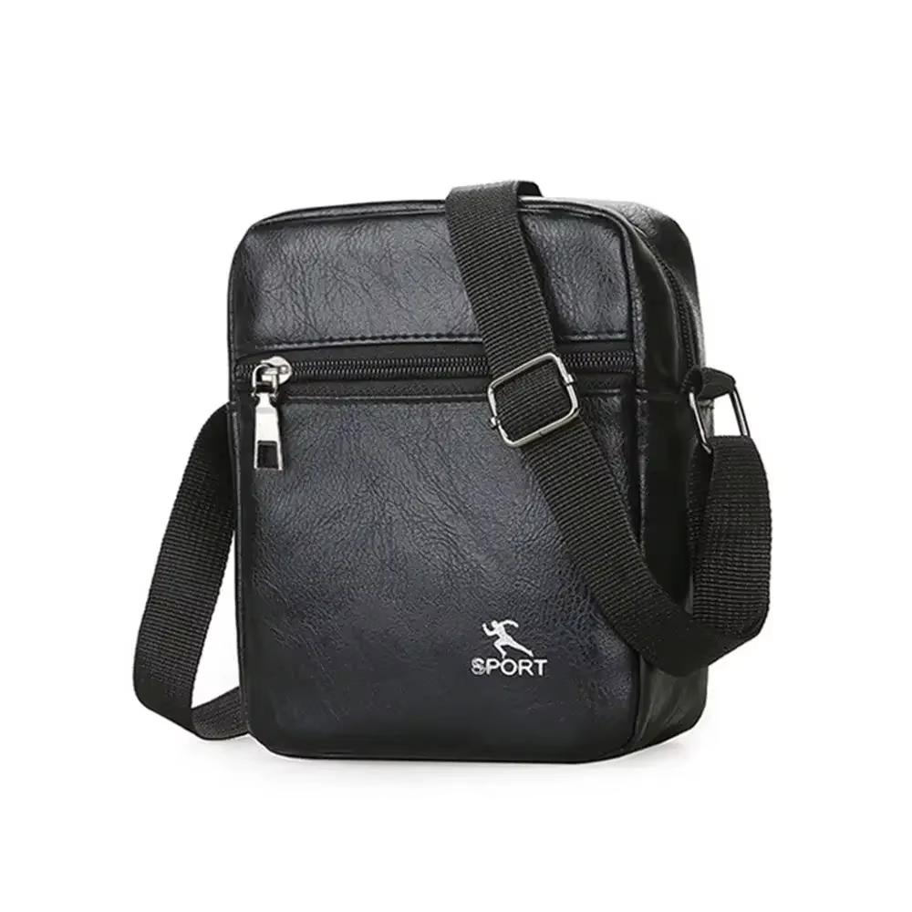 

Black PU Leather Crossbody Bag for Men Office Worker Sling Messenger Shoulder Bags Travel Brown Khaki Handbags Small Totes New чорний