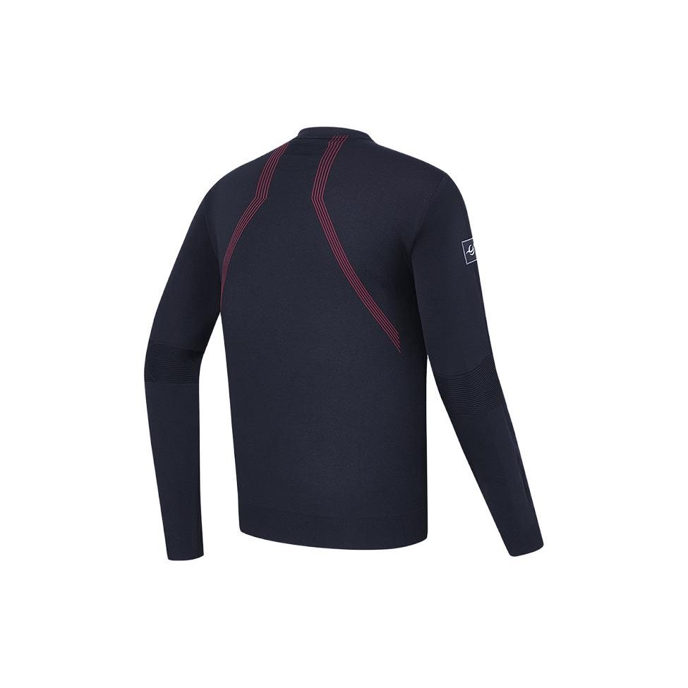FILA Golf Series Letter Print Golf Elite Long Sleeve Knit Top Men tops Deep-Black A11M345401F-BK