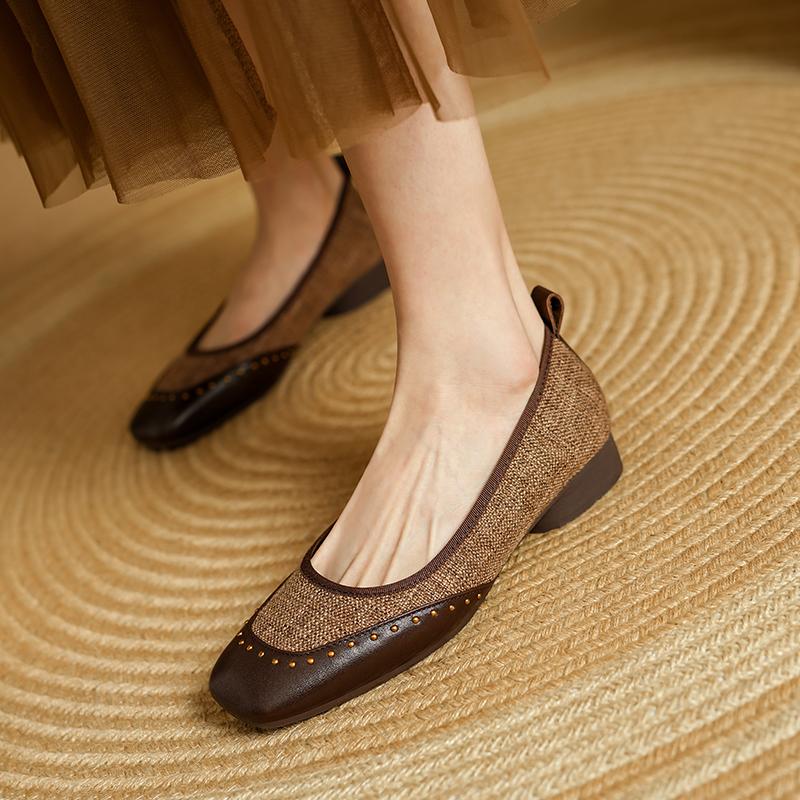 Fashion Women Pumps Low Heel Loafers Genuine Leather Casual Shoes 2025 Spring Ins Slip On Daily Office Lady Fashion Dress Flats Shoes