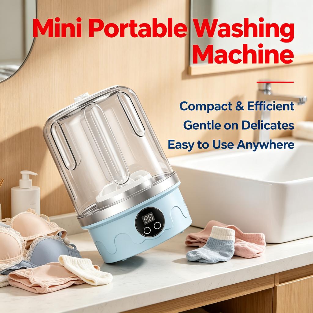 Mini lavadora portátil para ropa interior y calcetines, máquina de limpieza automática compacta