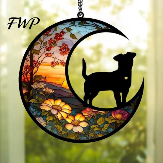 Pet Remembrance Gift Memorial Suncatcher Angel Cat Dog Sun Catcher Panel Stained Glass Tribute Ornament Window Hanging Ornaments Loss Sympathy