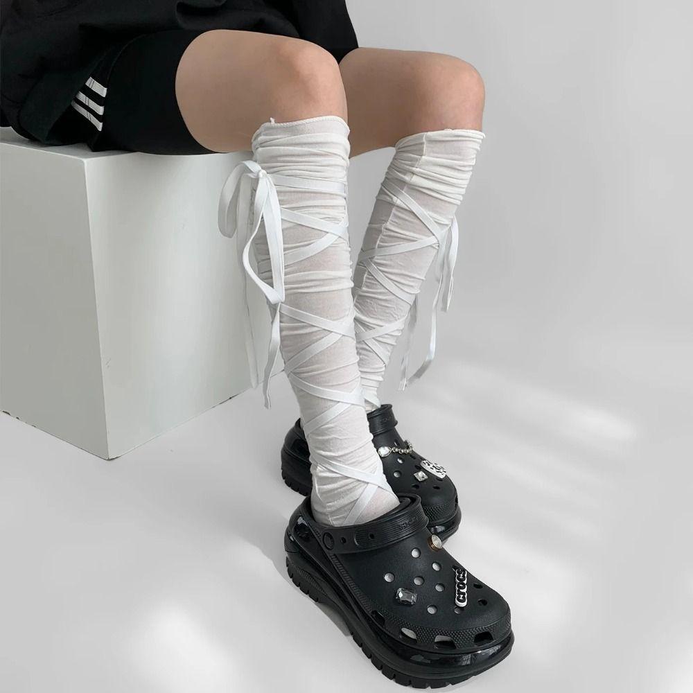 Y2K Lolita Ballet Strappy Calf Socks Women Cosplay Socks Fashion Thin Stocking