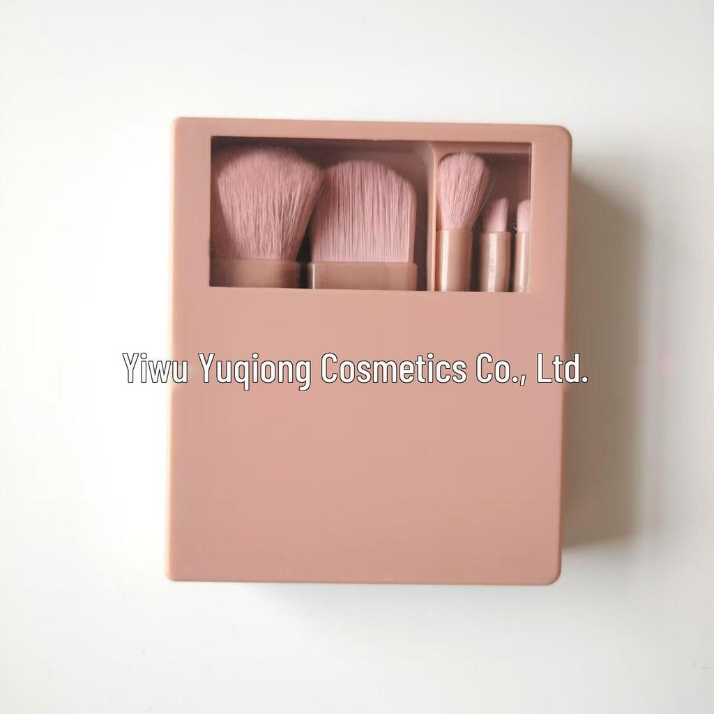 Portable Makeup Brush Set with Mirror: Soft Bristle Powder & Eyeshadow Brushes in Storage Box