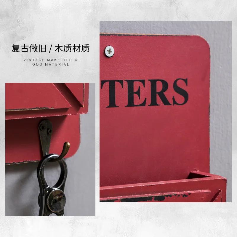 Creative Multifunction Keys Storage Box Hanging Hooks Envelope Sundries Retro Shelf Wood Boxes Vintage Home Wall Decoration