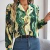Office Lady Casual Fashion Contrast Color Print Blouse Women Long Sleeve Tops Autumn Winter Elegant Notched Shirt Clothes 28621
