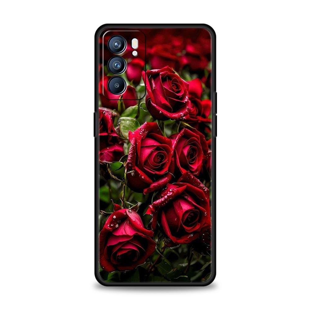 Beautiful Red Rose Flowers Phone Case For Oppo Reno8 Reno7 Reno6 Pro A54 5G Find X6 X5 A53 A52 A9 A15 A95 A17 A16 A57 A31 Cover