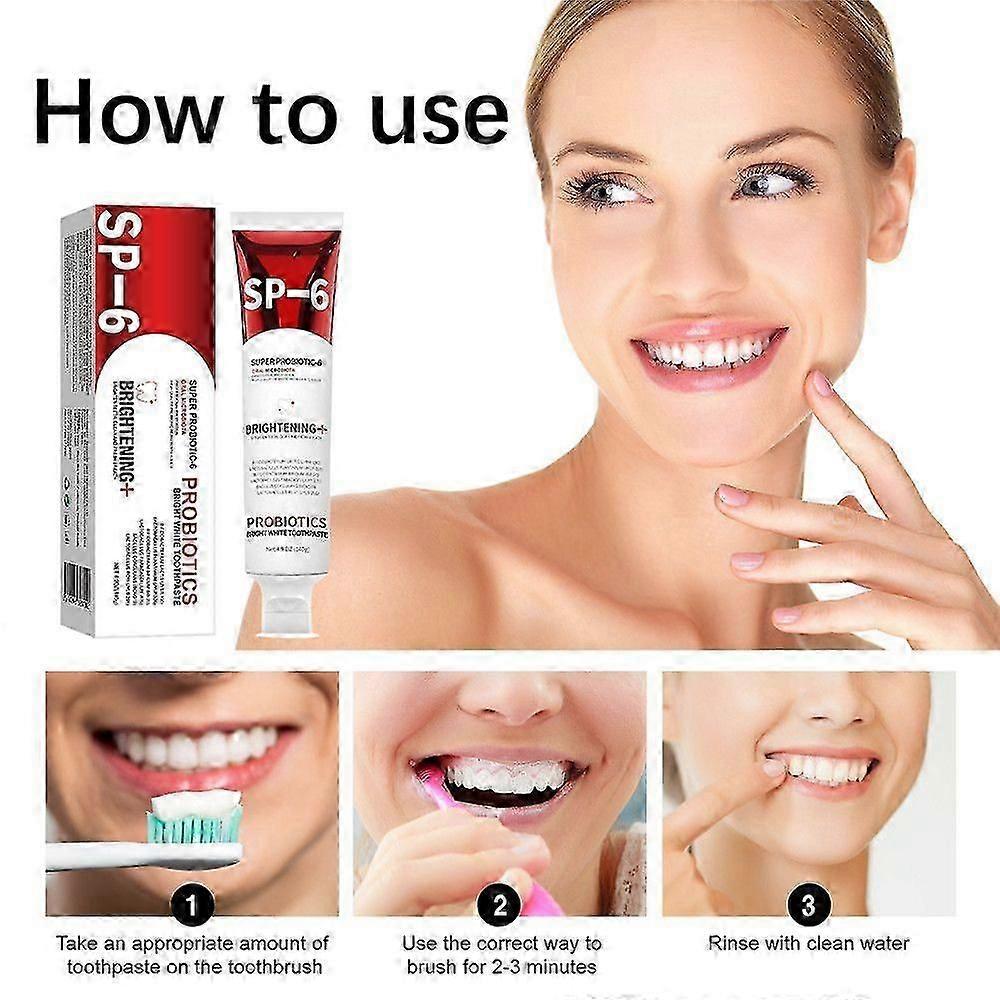 3Pcs SP-6 Probiotics WhiteningToothpasteBrightening &Stain Removing Toothpaste 140g