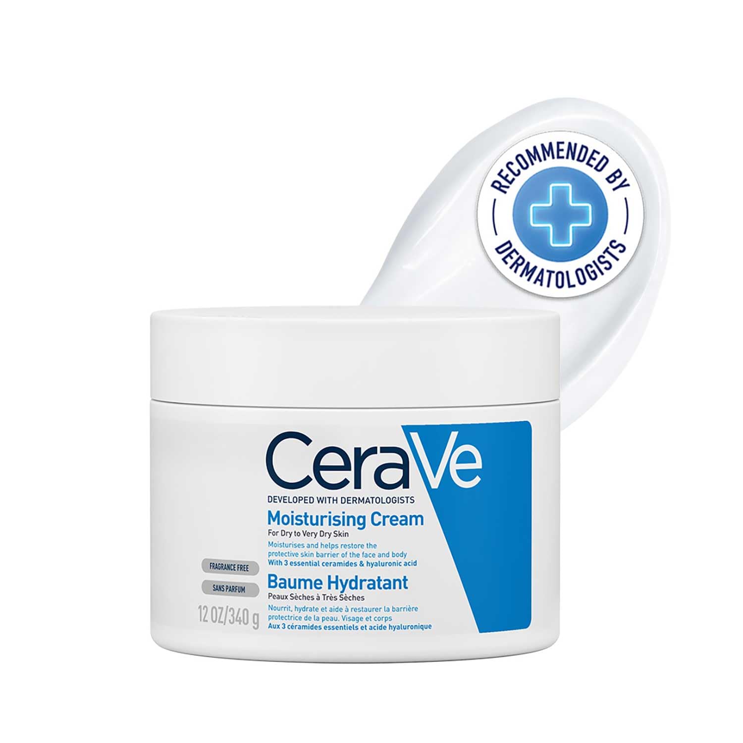 CeraVe Moisturizing Cream For Dry To Very Dry Skin (340gm) - Formulated with 3 Essential Ceramides And Hyaluronic Acid | Non-Comedogenic Moisturizer F