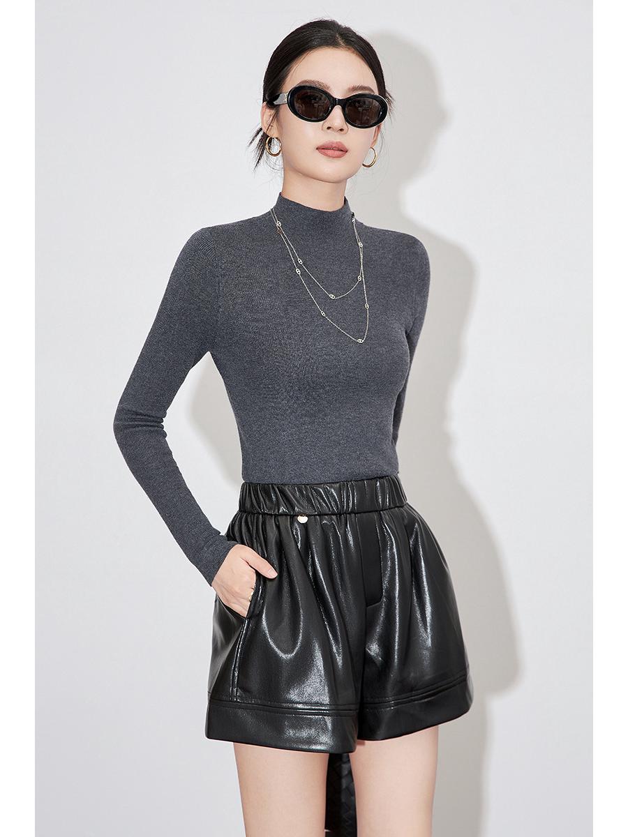 

Женская мягкая ангорская красная шерстяная трикотажная рубашка с полувысоким воротником One Size