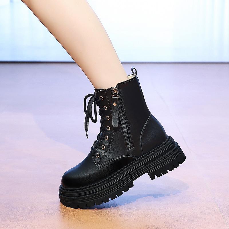 Zipper velvet Martin boots for women's autumn and winter new fashion casual thick-soled warm short boots for women