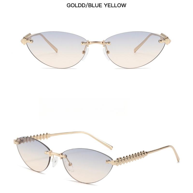 Ladies Sunglasses, Rivet Triangle Cat Eye Sunglasses, Frameless Fashion Sunglasses
