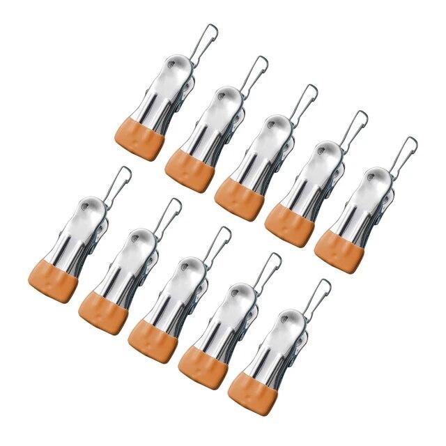10 szt. Klipsy do ubrań ze stali nierdzewnej Klamerki do prania Haczyk Przenośny Klips do wieszania ubrań Organizer do ubrań do szafy Wieszaki