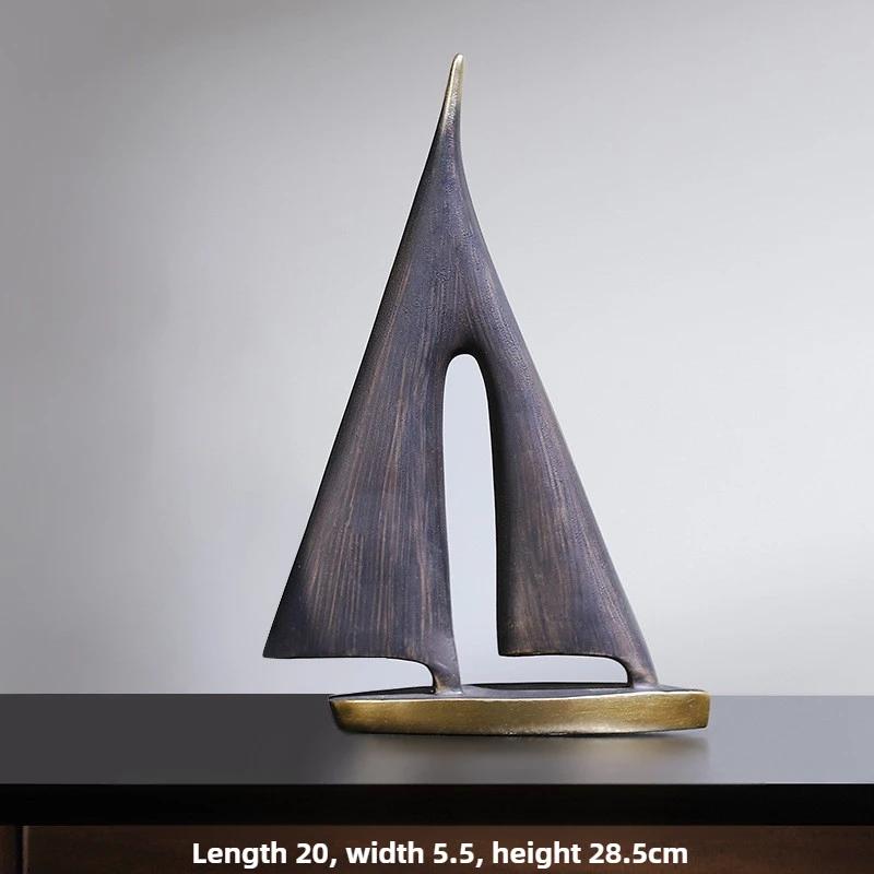 A Pair (2 Sets) of Smooth Sailing Sailboats for Home Decoration, Living Room Decoration, Bedroom Tabletop Decoration, Resin Craf