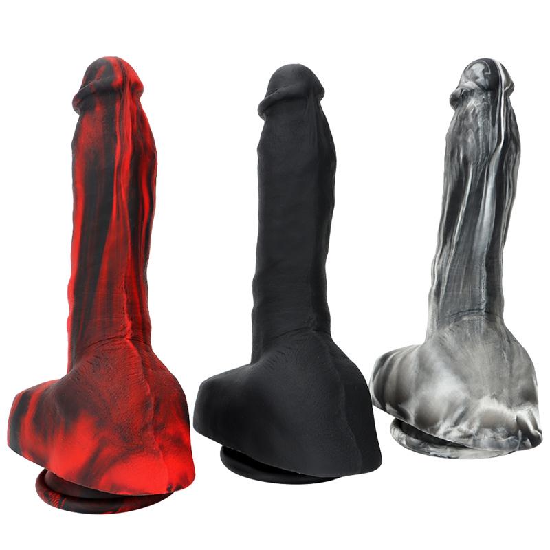 Woman Masturbation Device Black Red Liquid Silicone Soft Simulation Big Dildo Dildo Backyard Anal