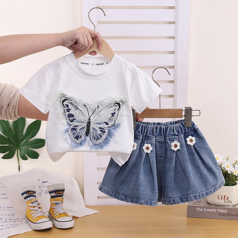 Girls Summer Fashion 2 Piece Set Thin Short Sleeve Shorts Cute Baby Outfit
