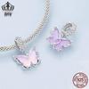 S925 Sterling Silver Exquisite Butterfly Tassel Beaded Pendant for DIY Jewelry
