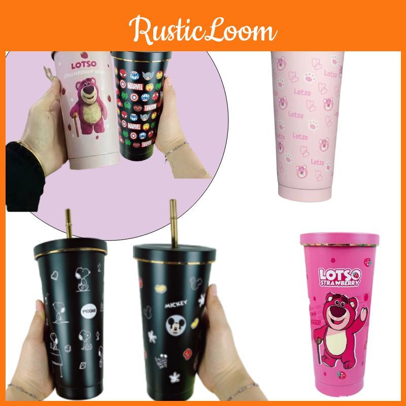 Vysoce výkonný kreslený izolovaný hrnek se slámkou pro chlapce a dívky, nerezová ocel 304