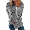 Plus Size Women Printed Long Sleeve T Shirt Loose Round Neck Tee