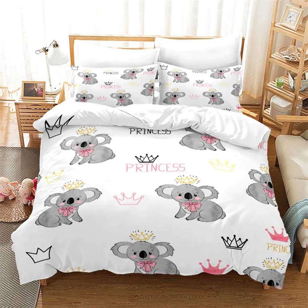 Cartoon Koala Branch Duvet Cover Microfiber Cute Animal Paint Artistic Theme For Boys Girls Children Room Decor Queen King Size