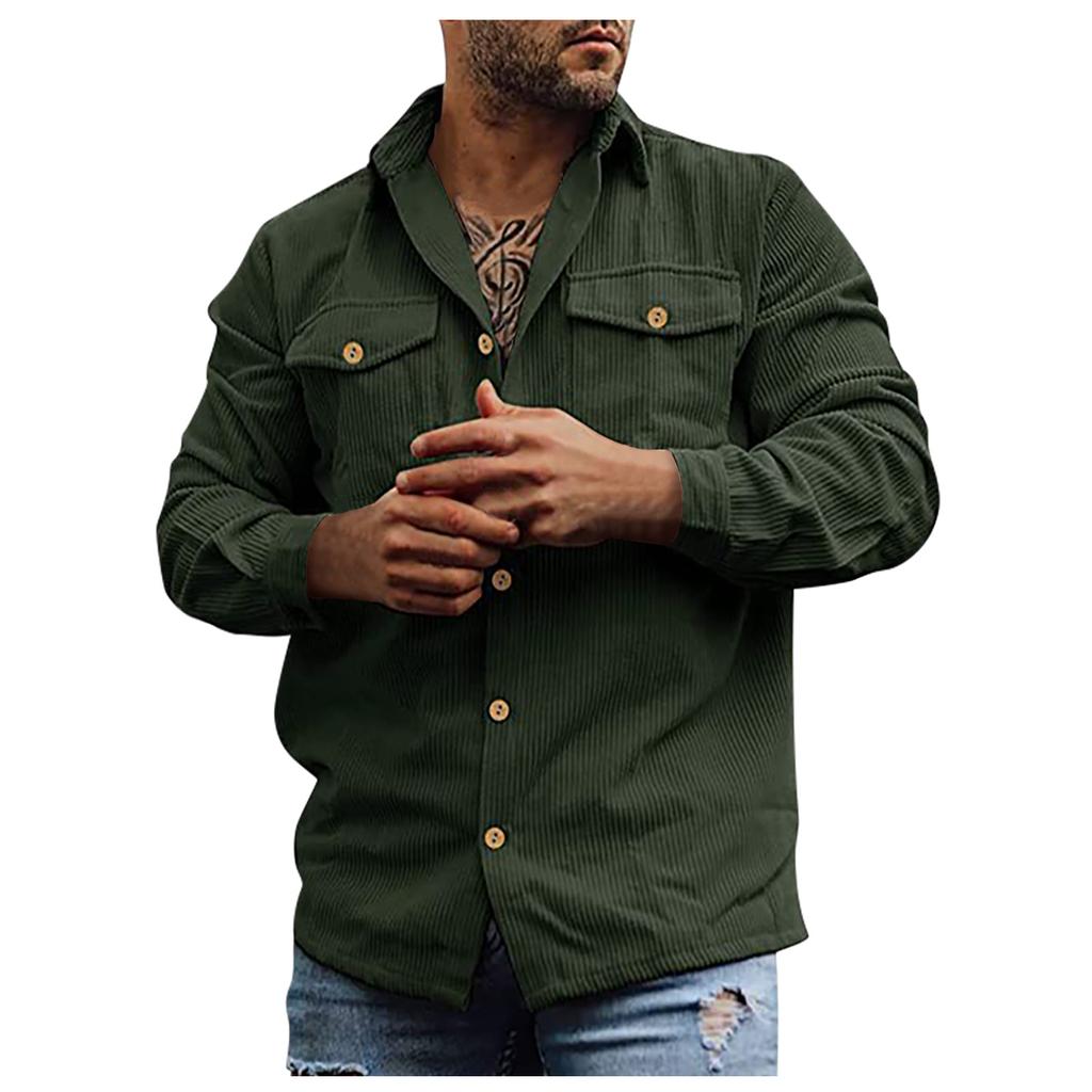 Men's Spring And Three-dimensional Patch Pocket Jacket Button Print Jacket Men