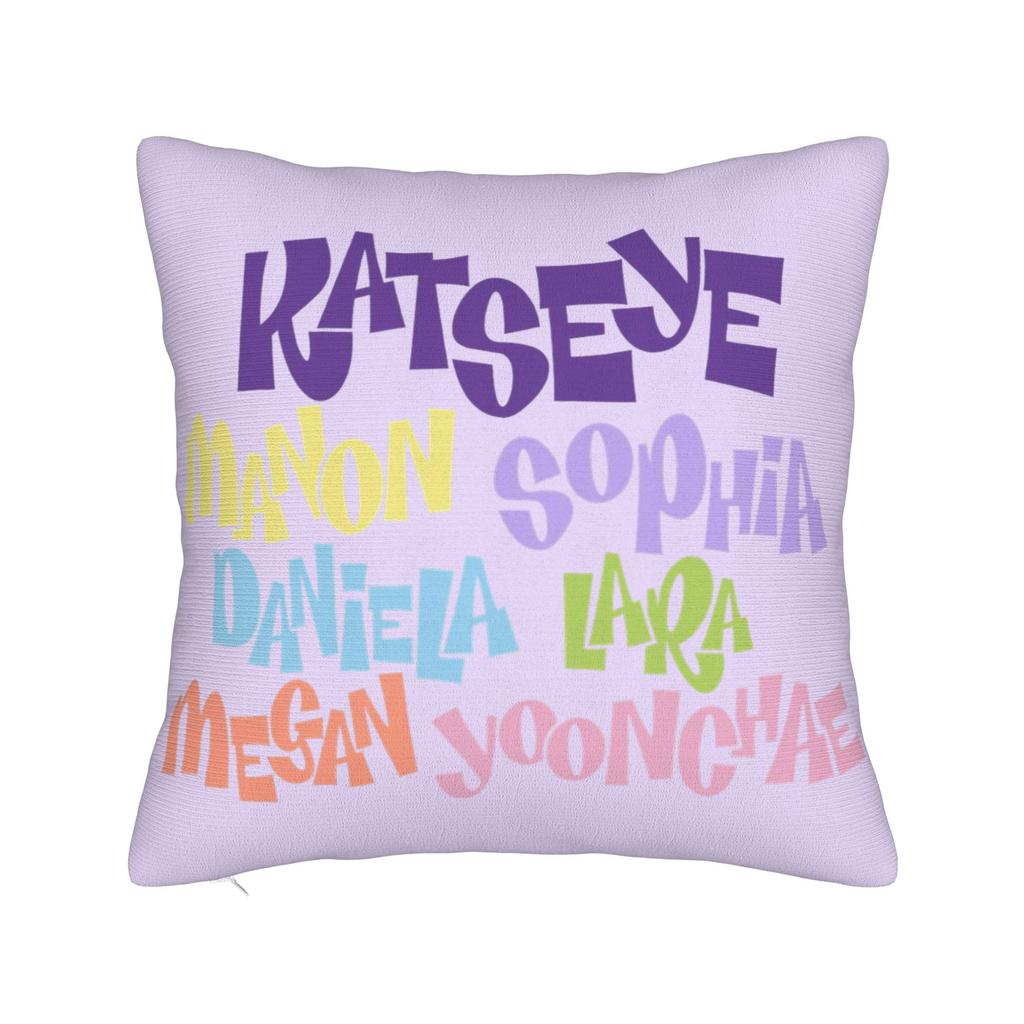 Katseye Kpop Style Square Pillow Cases Cushion Cover Vintage Zippered Decorative Throw Pillow Case Cover For Home 45X45Cm